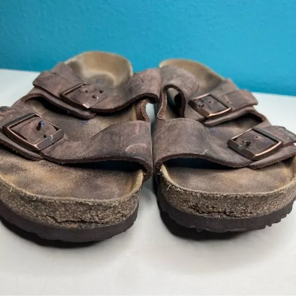 Birkenstock Arizona Sandals Brown leather Brown Leather Sandals with Buckles