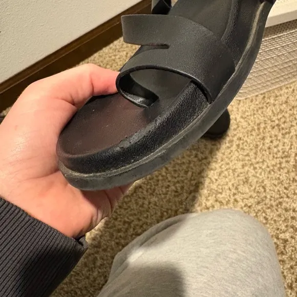 Black Strappy Slide Sandals