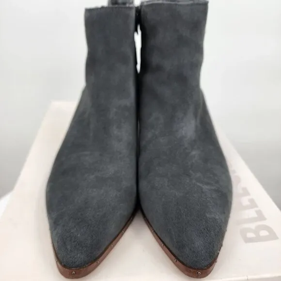 BLEECKER &amp; BOND Georgia Suede Booties Buckle Boots Shoes Dark Gray Size 9