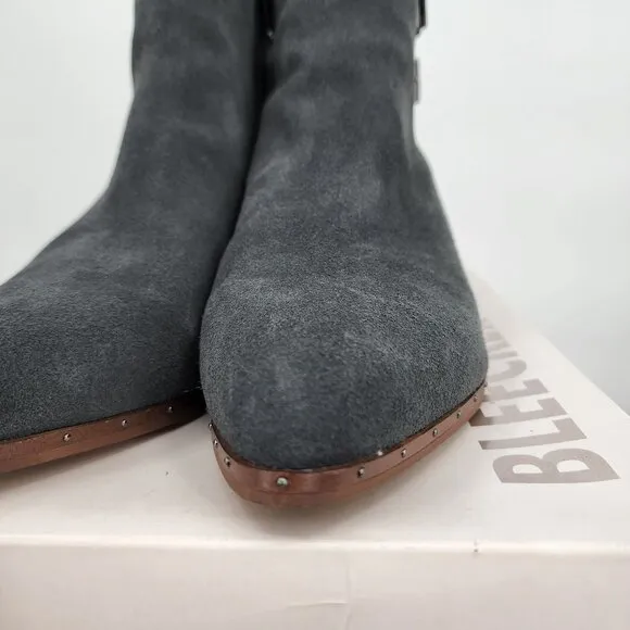 BLEECKER &amp; BOND Georgia Suede Booties Buckle Boots Shoes Dark Gray Size 9