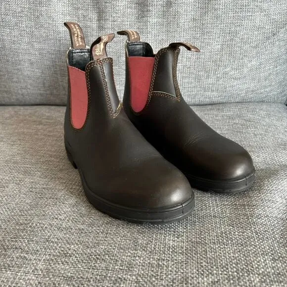 Blundstone 1377 Super 500 Series Rustic Brown Pink Chelsea Boots Sz 9 Waterproof