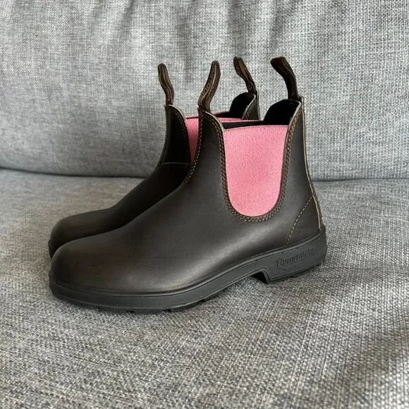Blundstone 1377 Super 500 Series Rustic Brown Pink Chelsea Boots Sz 9 Waterproof