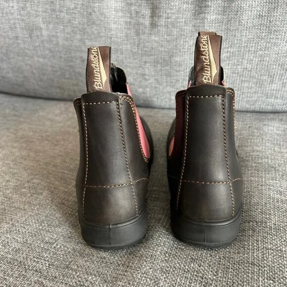 Blundstone 1377 Super 500 Series Rustic Brown Pink Chelsea Boots Sz 9 Waterproof