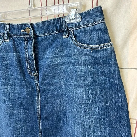 Boden Anthropologie Denim Skirt Five Pocket Jean Skirt Whiskers Blue 10R