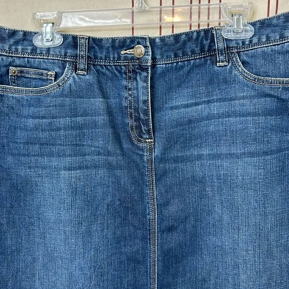 Boden Anthropologie Denim Skirt Five Pocket Jean Skirt Whiskers Blue 10R