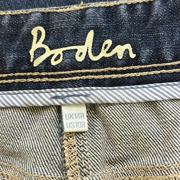 Boden Anthropologie Denim Skirt Five Pocket Jean Skirt Whiskers Blue 10R