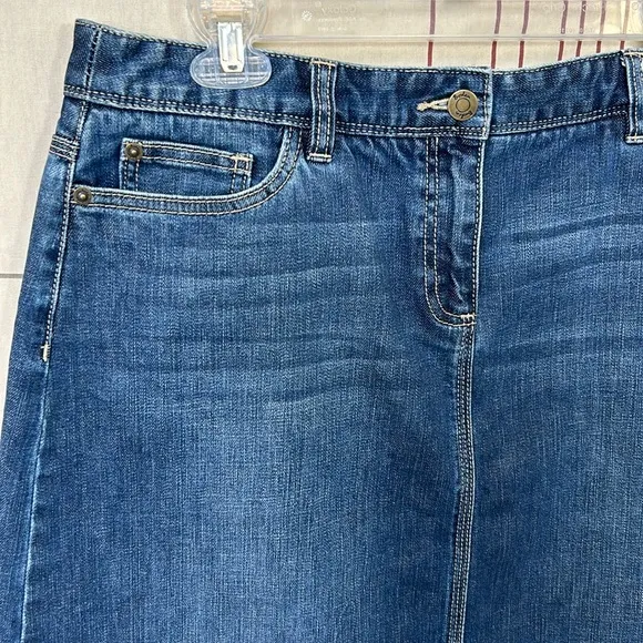 Boden Anthropologie Denim Skirt Five Pocket Jean Skirt Whiskers Blue 10R