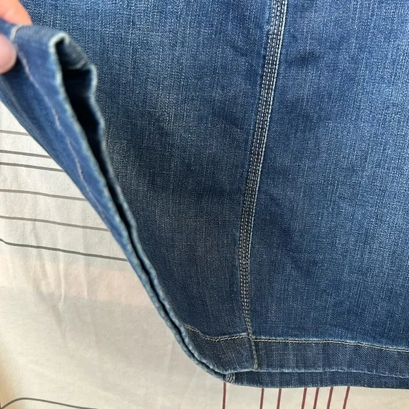 Boden Anthropologie Denim Skirt Five Pocket Jean Skirt Whiskers Blue 10R