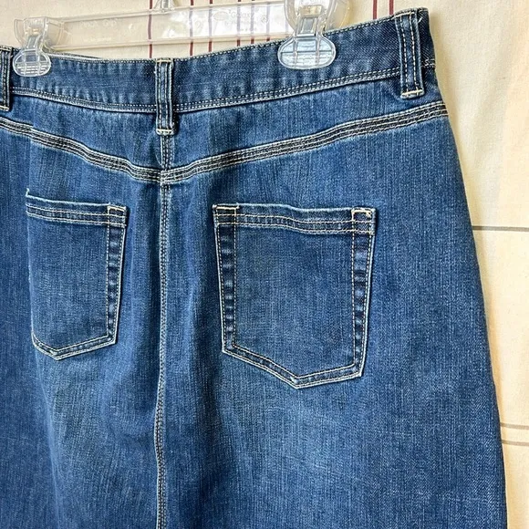 Boden Anthropologie Denim Skirt Five Pocket Jean Skirt Whiskers Blue 10R