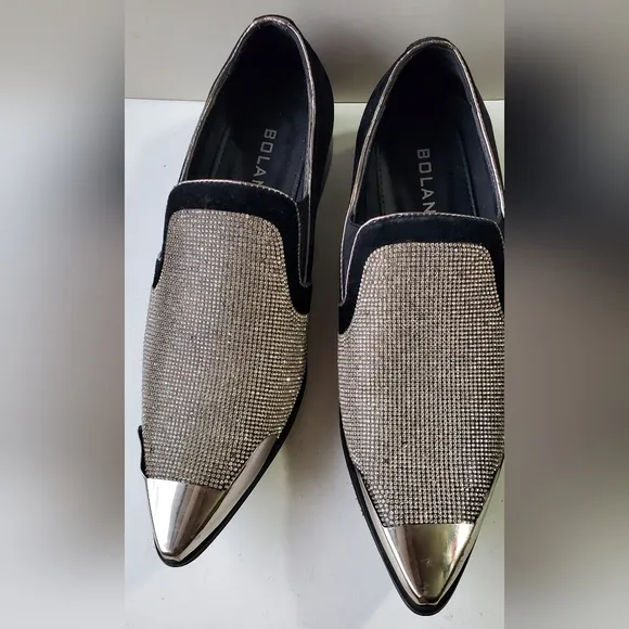 Bolano Classic Mens Metal Toe Slip On Smoking Loafers Dress Shoes Black Size 10.