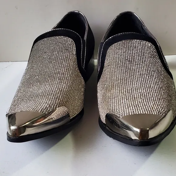 Bolano Classic Mens Metal Toe Slip On Smoking Loafers Dress Shoes Black Size 10.