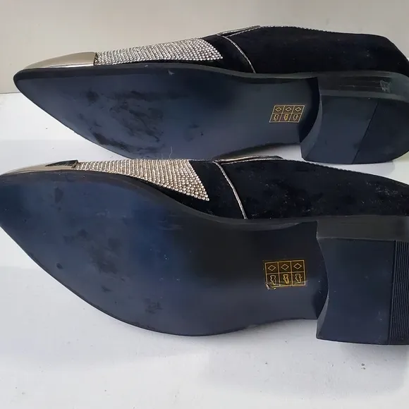Bolano Classic Mens Metal Toe Slip On Smoking Loafers Dress Shoes Black Size 10.