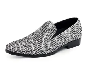 Bolano Emelio Silver Glitter Encrusted Men's Formal Slip On Dress Shoe