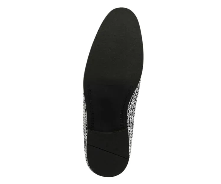 Bolano Emelio Silver Glitter Encrusted Men's Formal Slip On Dress Shoe