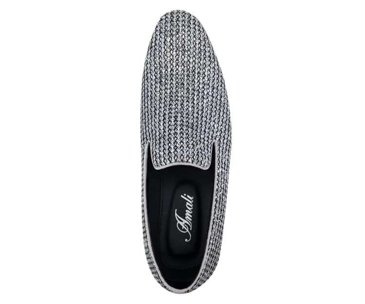 Bolano Emelio Silver Glitter Encrusted Men's Formal Slip On Dress Shoe
