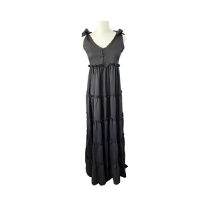 Boohoo Black Ruffle Tier Maxi Dress Women’s Size 6 NWT