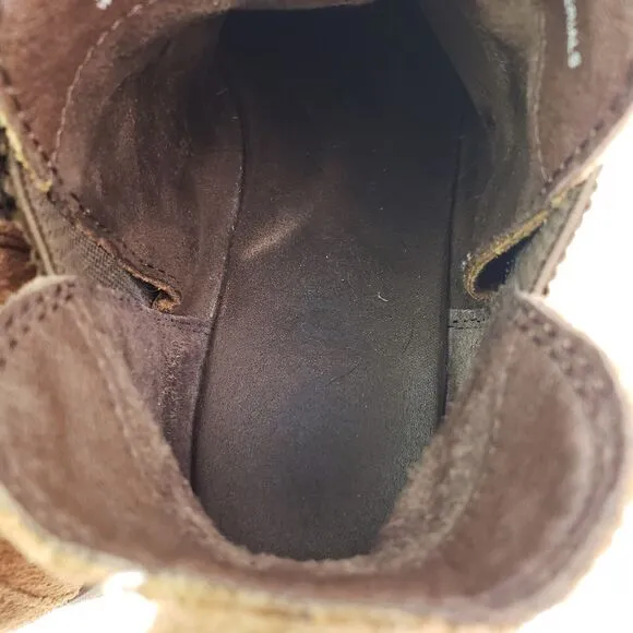Born Womens Size 7 Brown Leather Suede Pull On Ankle Bootie Boots Shoes