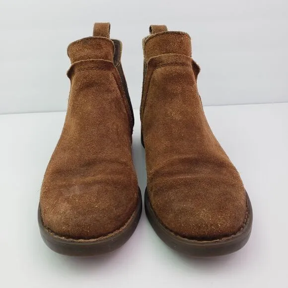 Born Womens Size 7 Brown Leather Suede Pull On Ankle Bootie Boots Shoes