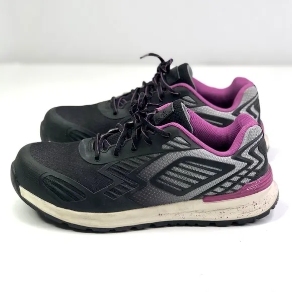 Brahma steel toed sneakers work shoes black ombre with purple 9.5