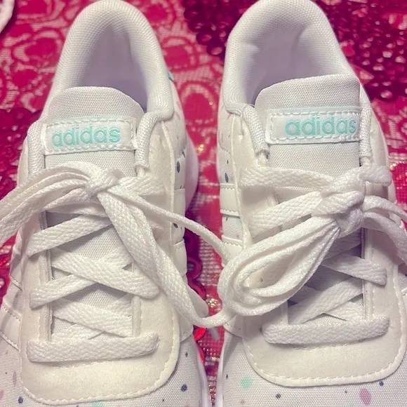 Brand New Adidas Girl's Lite Racer K Sneakers Running Shoes Polka Dot