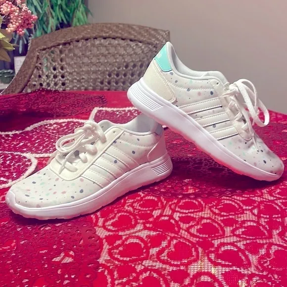 Brand New Adidas Girl's Lite Racer K Sneakers Running Shoes Polka Dot