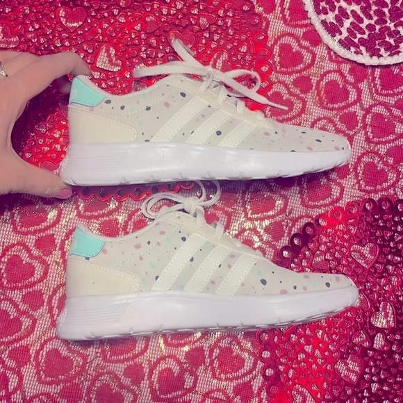 Brand New Adidas Girl's Lite Racer K Sneakers Running Shoes Polka Dot