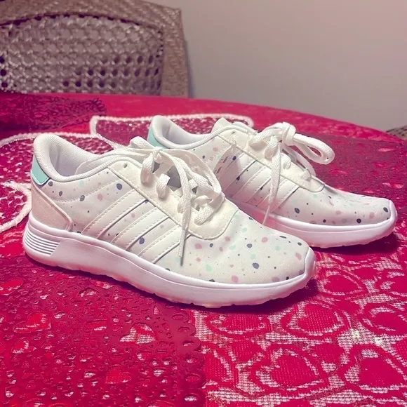 Brand New Adidas Girl's Lite Racer K Sneakers Running Shoes Polka Dot