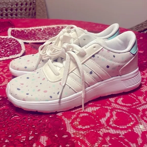 Brand New Adidas Girl's Lite Racer K Sneakers Running Shoes Polka Dot