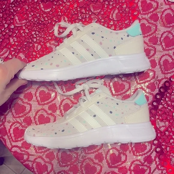 Brand New Adidas Girl's Lite Racer K Sneakers Running Shoes Polka Dot