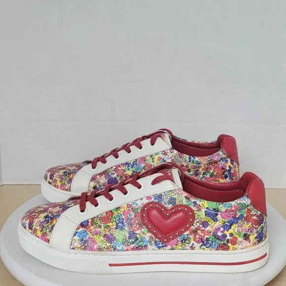 Brighton Blooms Women Multicolor Colorful Flowers Sneakers Shoes Size 9M