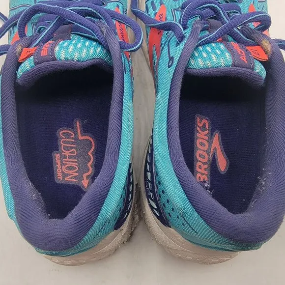 Brooks Adrenaline GTS 21 Womens 10 Blue Running Athletic Shoes 1203291B408