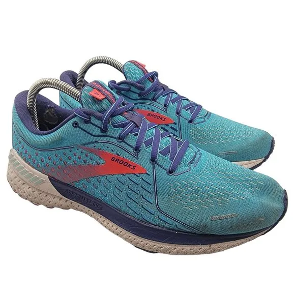 Brooks Adrenaline GTS 21 Womens 10 Blue Running Athletic Shoes 1203291B408