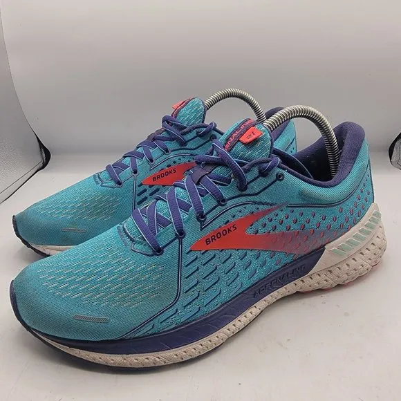 Brooks Adrenaline GTS 21 Womens 10 Blue Running Athletic Shoes 1203291B408