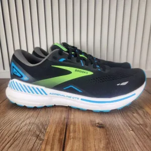 Brooks Adrenaline GTS 23 Mens Sz 9.5 Black Neon Running Shoes 1103911D006 *READ*
