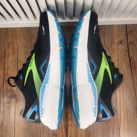 Brooks Adrenaline GTS 23 Mens Sz 9.5 Black Neon Running Shoes 1103911D006 *READ*