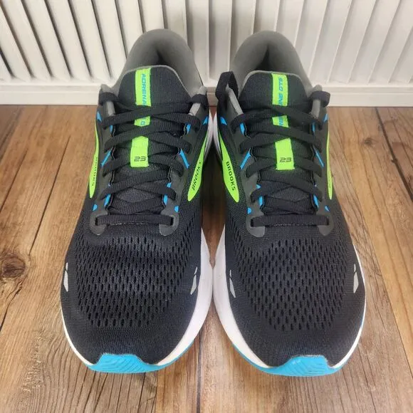 Brooks Adrenaline GTS 23 Mens Sz 9.5 Black Neon Running Shoes 1103911D006 *READ*