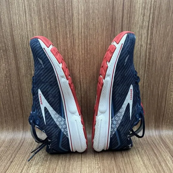 Brooks Ghost 15 Neutral Running Shoes Titan White Peacoat Patriotic USA Size 9 D