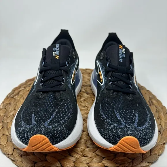 BROOKS Glycerin GTS 22 Running Shoes Black Country Blue Orange Pop Size 9.5 Men