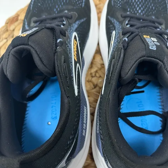 BROOKS Glycerin GTS 22 Running Shoes Black Country Blue Orange Pop Size 9.5 Men