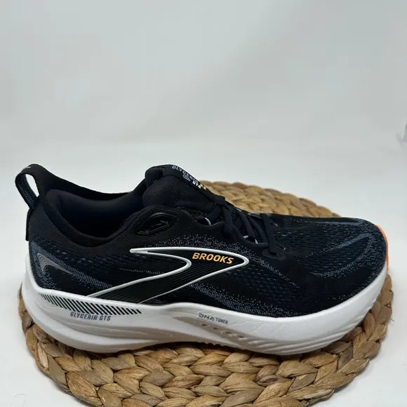 BROOKS Glycerin GTS 22 Running Shoes Black Country Blue Orange Pop Size 9.5 Men