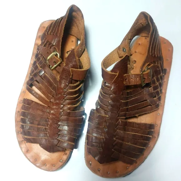 Brown Leather Sandals with Buckle  8.5-9