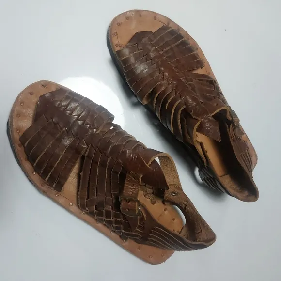 Brown Leather Sandals with Buckle  8.5-9