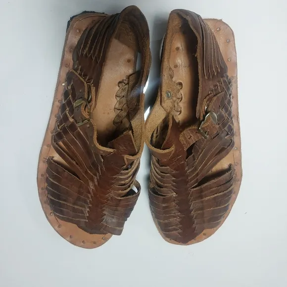 Brown Leather Sandals with Buckle  8.5-9
