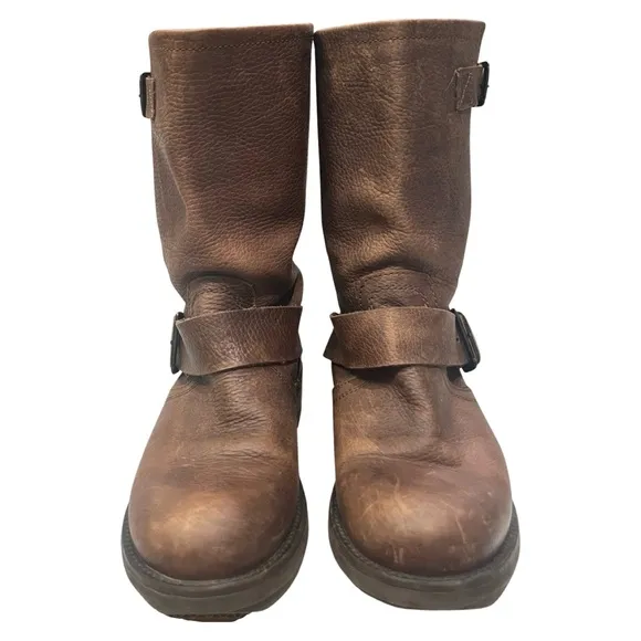 Bull Boxer 'Morgan' Brown Distressed Leather Engineer Moto Boots