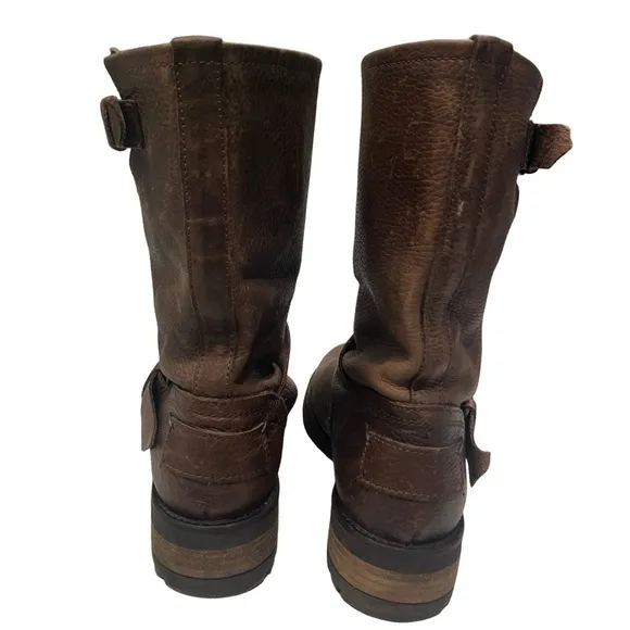 Bull Boxer 'Morgan' Brown Distressed Leather Engineer Moto Boots