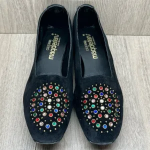 California Magdesians Shoes Womens 6M Jeweled Embellished Loafer Suede Black