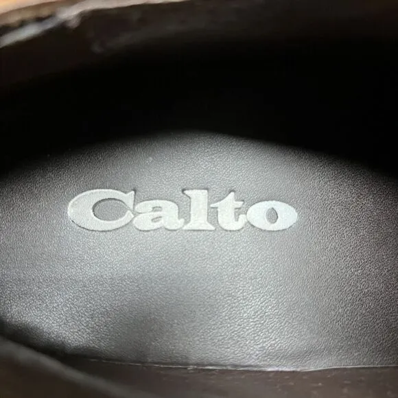 CALTO Men Size 7.5 Shoes 2.8” Brown Invisible Height Increasing Loafer G65731