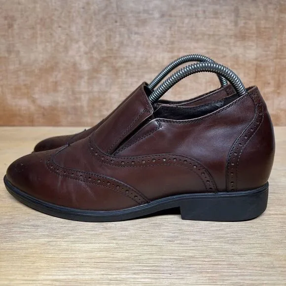 CALTO Men Size 7.5 Shoes 2.8” Brown Invisible Height Increasing Loafer G65731