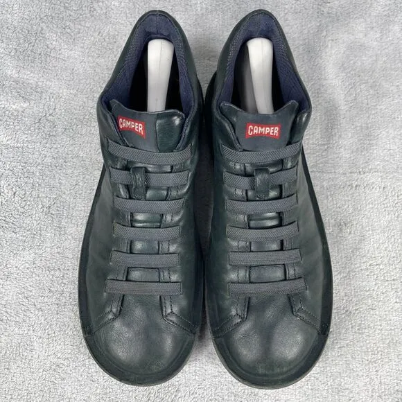 Camper Beetle Men's Mid Top Sneakers US 9 Black Leather Shoes 36678