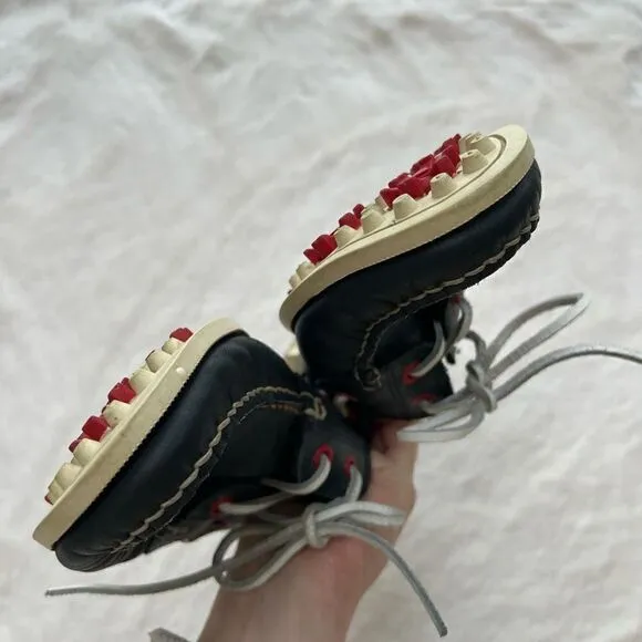 Canoos Golf Shoes Boat Shoe Style Leather Preppy Navy Blue Red size women’s 8